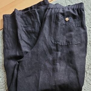 Cubavera Black Women's Linen Pants with Clean Silhouette